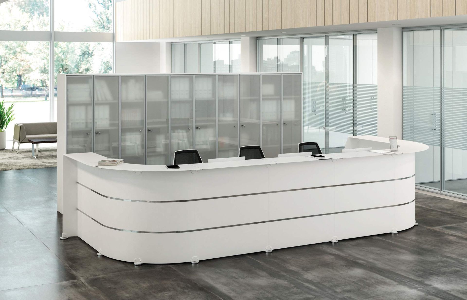 Réception-Glass - Banque d'accueil italienne haut de gamme avec modules PMR et finitions personnalisables_1