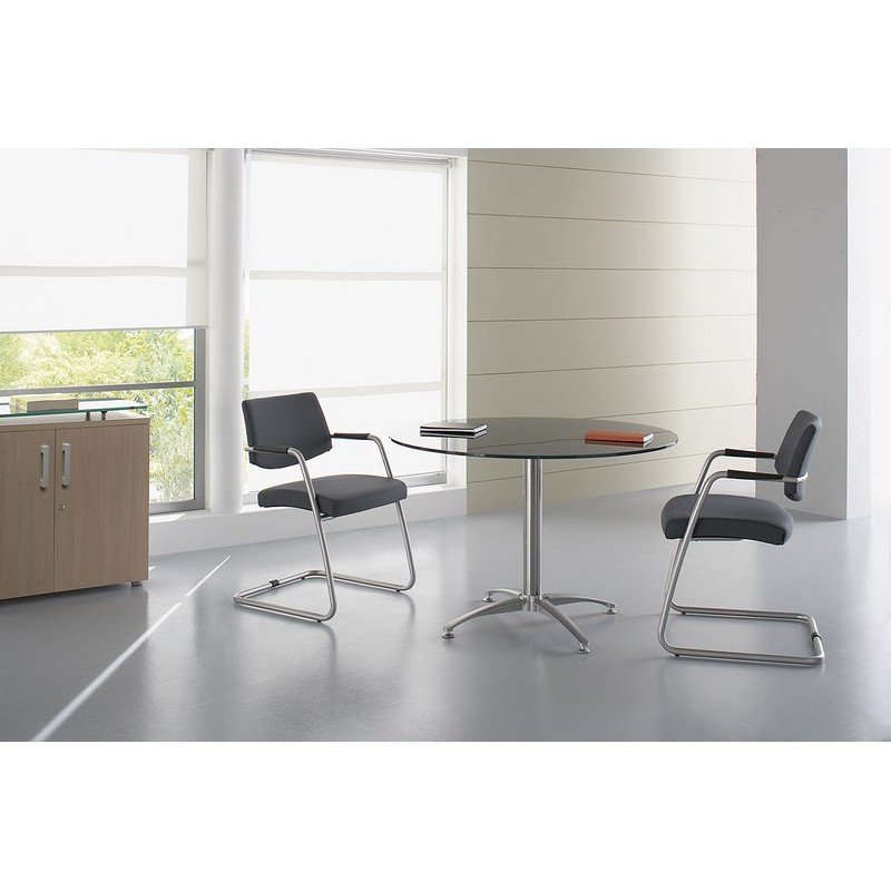 Table de réunion POLYANDRE - Plateau verre - 2 plans droits 180x80 cm - Fabricant CLEN_1