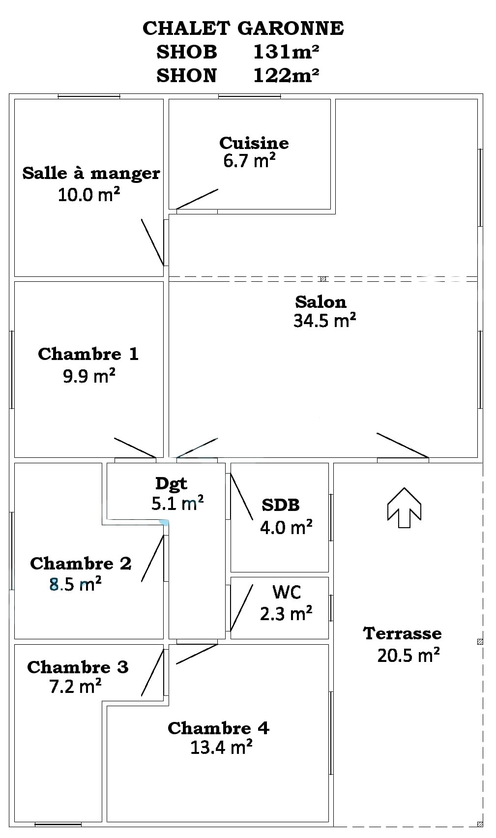 Chalet bois en kit Garonne 131m2 - Réf : CHALET GARONNE 131M2 - Livraison maxi 4 à 5 semaines_1