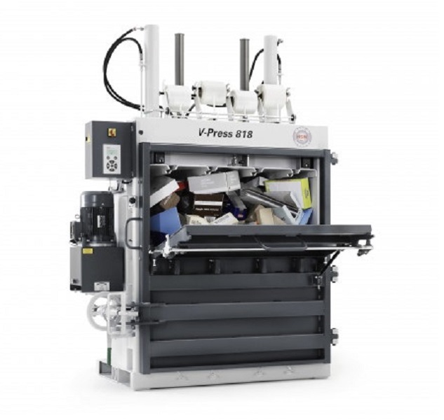Presse à balles verticale V-Press 818 - traitement des déchets pour commerce et industrie, réduction jusqu'à 95%_1
