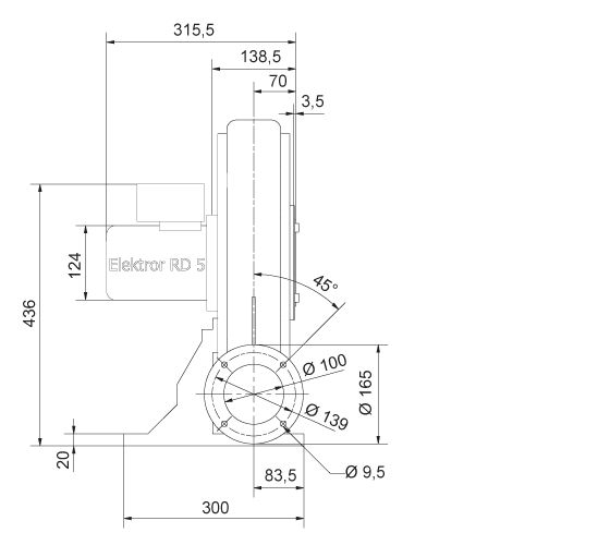 Ventilateur radial Atex RD 5 Elektror - jusqu'à 90 m³/min - 6 800 Pa - Zones 1, 2 et 22_1