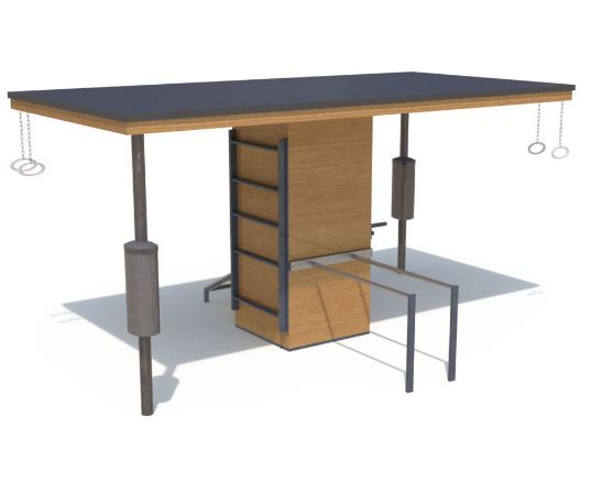 Station de fitness M KUBE - robuste, durable, ouverte sur l'extérieur avec équipements variés pour 8 utilisateurs_1