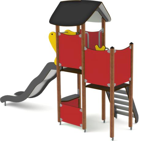 Structure multi-jeux Unimini Jarro - 3 à 5 ans - 8046525 - Hags - Poteaux bois et panneaux HPL_1