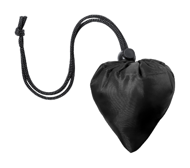 Sac shopping pliable en RPET - polyester RPET labélisé - 34g - couleur noir_1