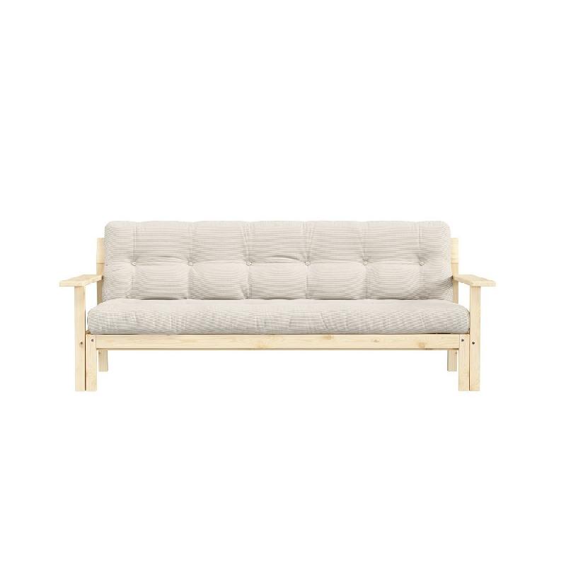 Canapé convertible futon UNWIND en pin naturel - ivoire - 130 x 190 cm - style scandinave_1