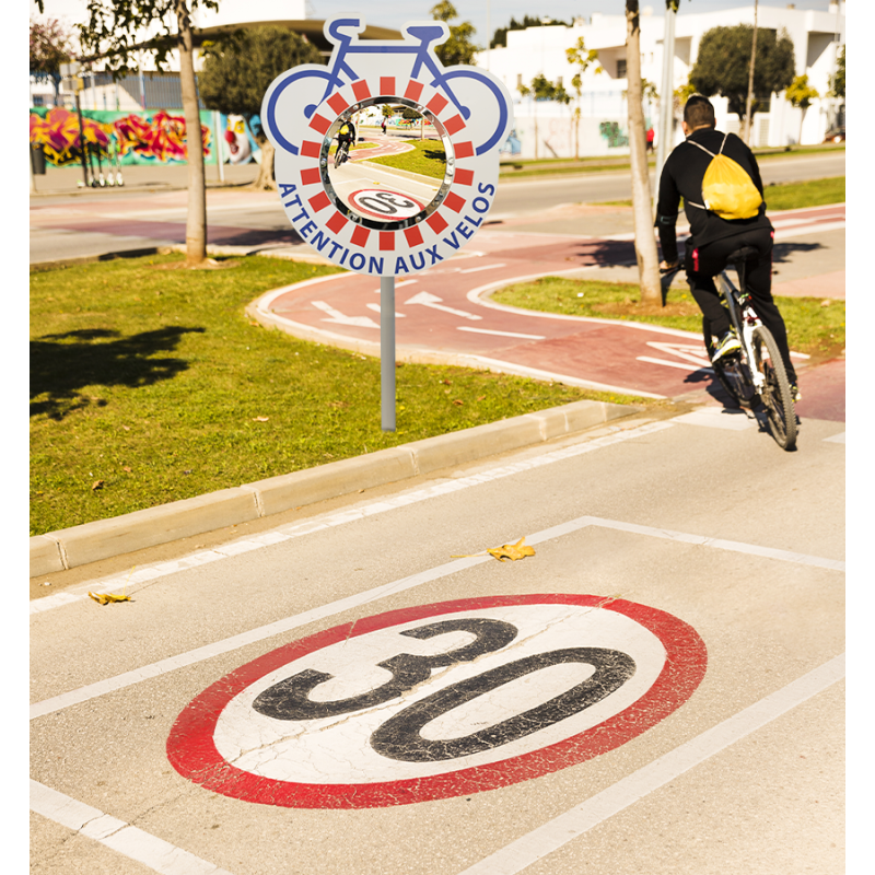 Miroir pour pistes cyclables sur cadre - Gamme Citymir - Diamètre 400 mm sur cadre PVC - Garantie 3 ans_1