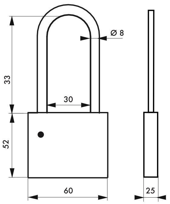 Cadenas à clé CP anse haute inox sans cylindre - corps laiton, anti-corrosion et anti-arrachement - Thirard_1