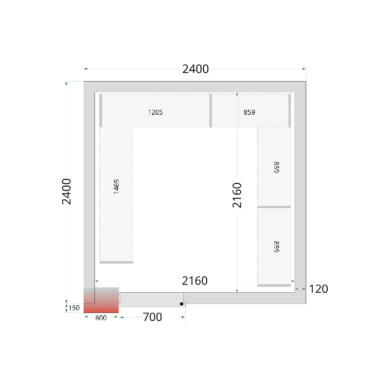 Chambre froide négative CRNF2424 Blanc 2400 x 2400 x 2200 mm TEFCOLD_1