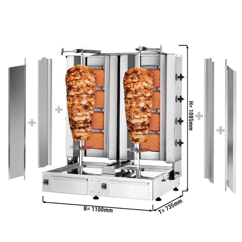 Grill Döner kebab gaz double 2x4 brûleurs max 120 kg avec tôle de protection - moteur en bas_1