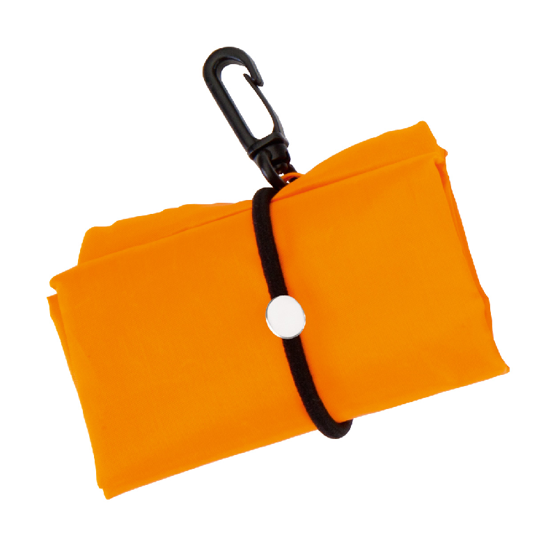 Sac shopping pliable - Polyester 190T - avec mousqueton en plastique - couleur orange_1