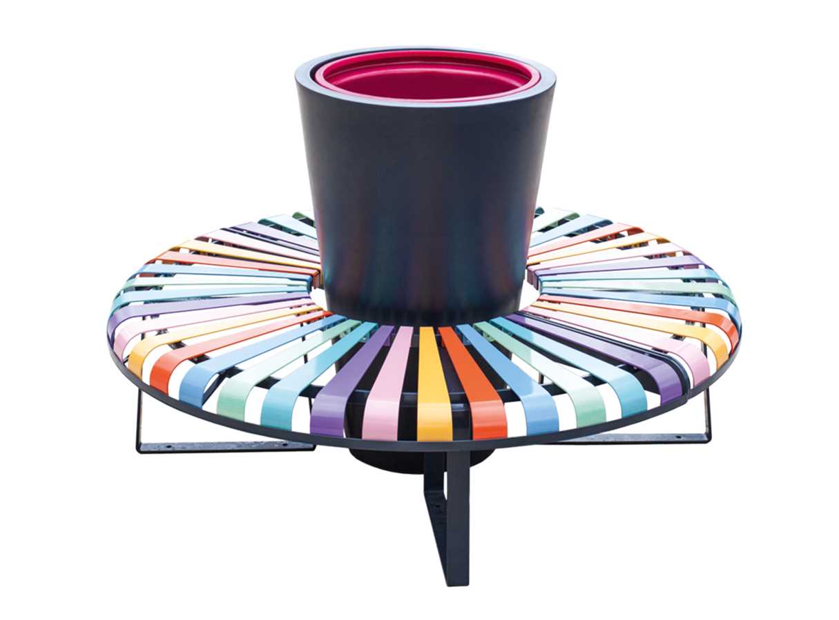 Banc public en metal moderne atech banquette circulaire pastel