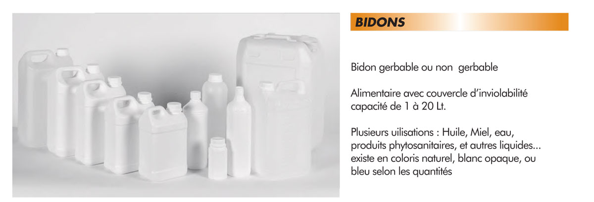 Bidon en plastique 1 L blanc opaque avec bouchon - Bidons/bidons