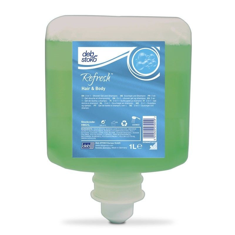 Estesol hair & body gel douche cheveux corps deb scjohnson 1 recharge de 1l hab1l ecolabel_1