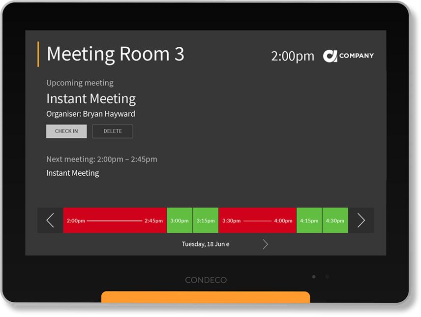 Logiciels et systèmes de réservation de salles - Condeco - Écrans tactiles de 10,1 pouces - Résolution 1280 x 800 pixels_1