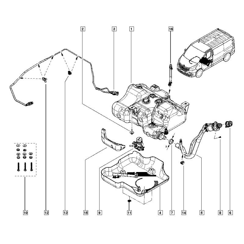 RÉSERVOIR ADBLUE RENAULT TRAFIC III VIVARO 2 NV300 1.6 DCI 172A21178R