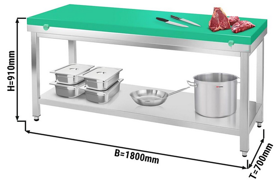 Table de découpe verte (billot) 180 x 70 cm_1