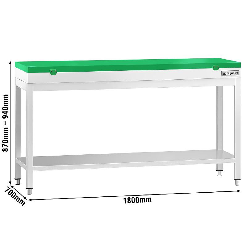 Table inox de découpe avec plan vert - Profondeur 700 mm | Ggm - 1800_1