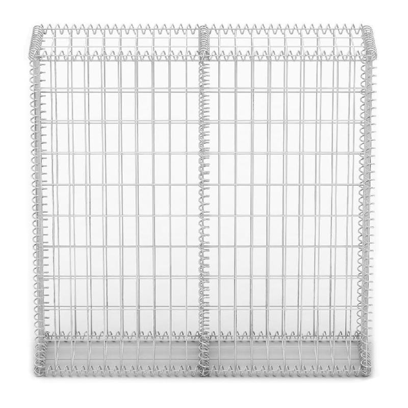 Vidaxl panier de gabion avec couvercle fil galvanisé 100 x 100 x 30 cm 141041_1