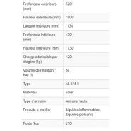 140191W - Armoire de sécurité AL 815 I - Double paroi isolée, 3 étagères réglables, certifiée coupe-feu classe A2_1