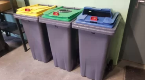 Conteneur 120 L Tri Sélectif Emballage - Papier Confidentiel - PEHD injecté - Norme EN 840 - Serrure clé triangle - 2 roues 200 mm_1