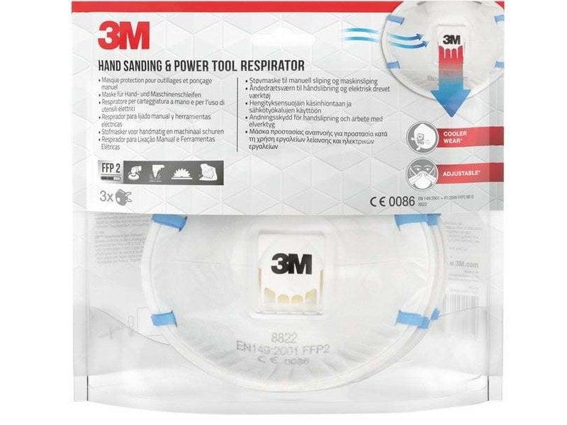 Lot de 3 masques anti-poussières FFP2 3M - avec valve - taille unique - fabriqués en Angleterre_1