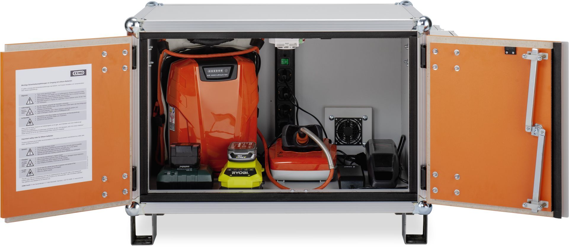 Armoire anti-feu CEMO 8/5 Premium lockEX® SIM 230 V avec pieds - Réf 11897F - Sécurisée pour batteries lithium_1