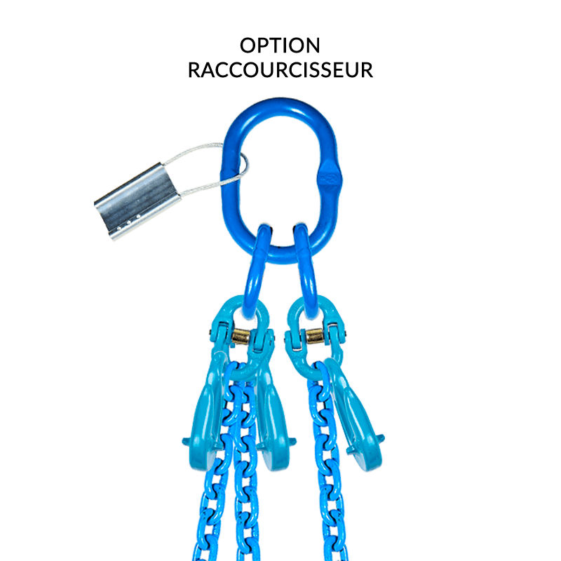 Élingue chaîne de levage 3 et 4 brins en acier grade 100 - REF : 23150Y - Capacité 2,20t à 84t - Certifiée CE_1