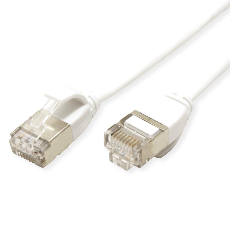 ROLINE Câble Data Center U/FTP Cat.7, avec connecteurs RJ45, 500 MHz (Classe EA), LSOH, slim, blanc, 1 m_1