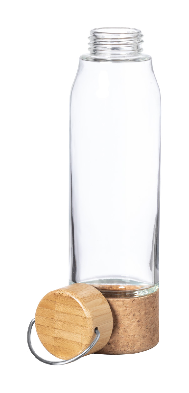 Gourde en verre - couvercle bambou - base en liège naturel - 470 ml_1