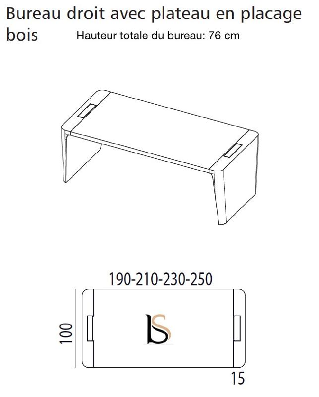 Bureau droit X10- Officity - Non, Noyer américain, 250 x 100 cm_1