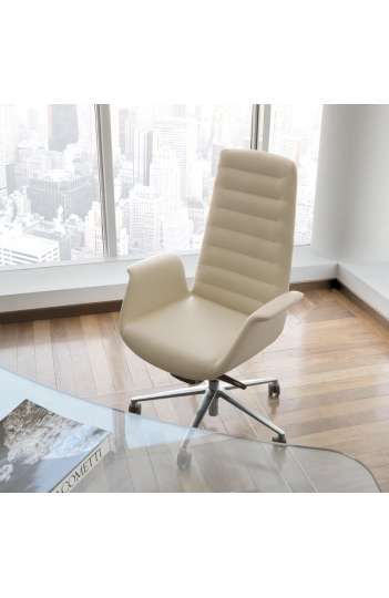 Chaise de bureau haut de gamme en cuir véritable avec têtière