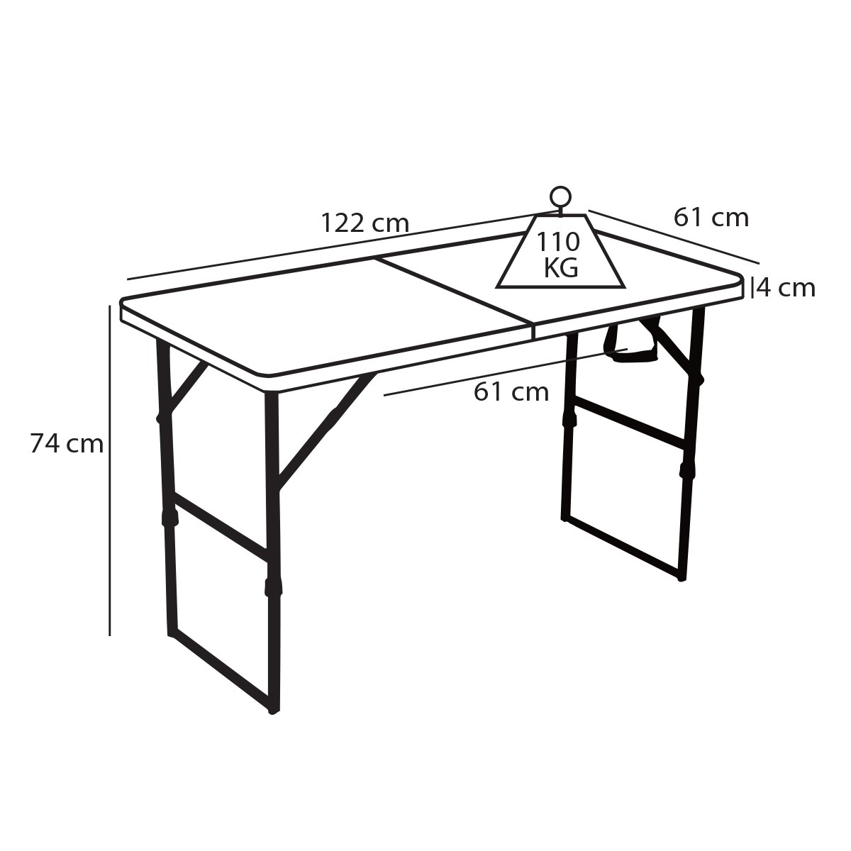 Table pliante 122cm 4 places pehd_1