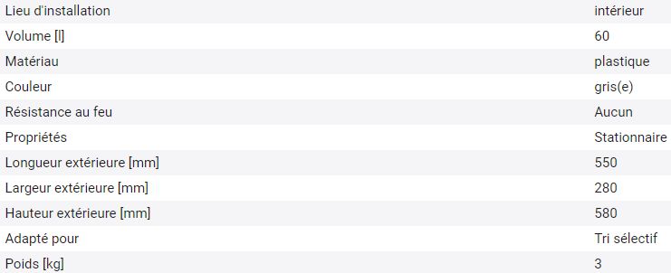 115987W - Poubelle en polypropylène pour abris à poubelles de tri sélectif - Résistante jusqu'à 50°C_1