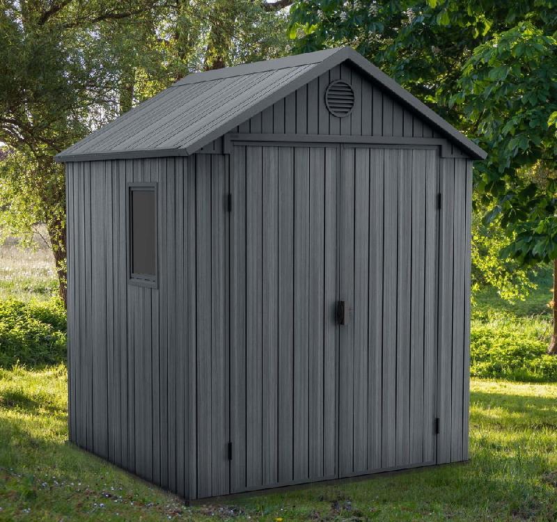 Abri jardin résine aspect bois Darwin 66 - 3 m² - gris_1