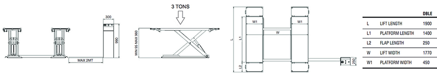 Double plateforme extra-plate - Double Lift New - Circuit hydraulique redondant avec 4 pistons_1