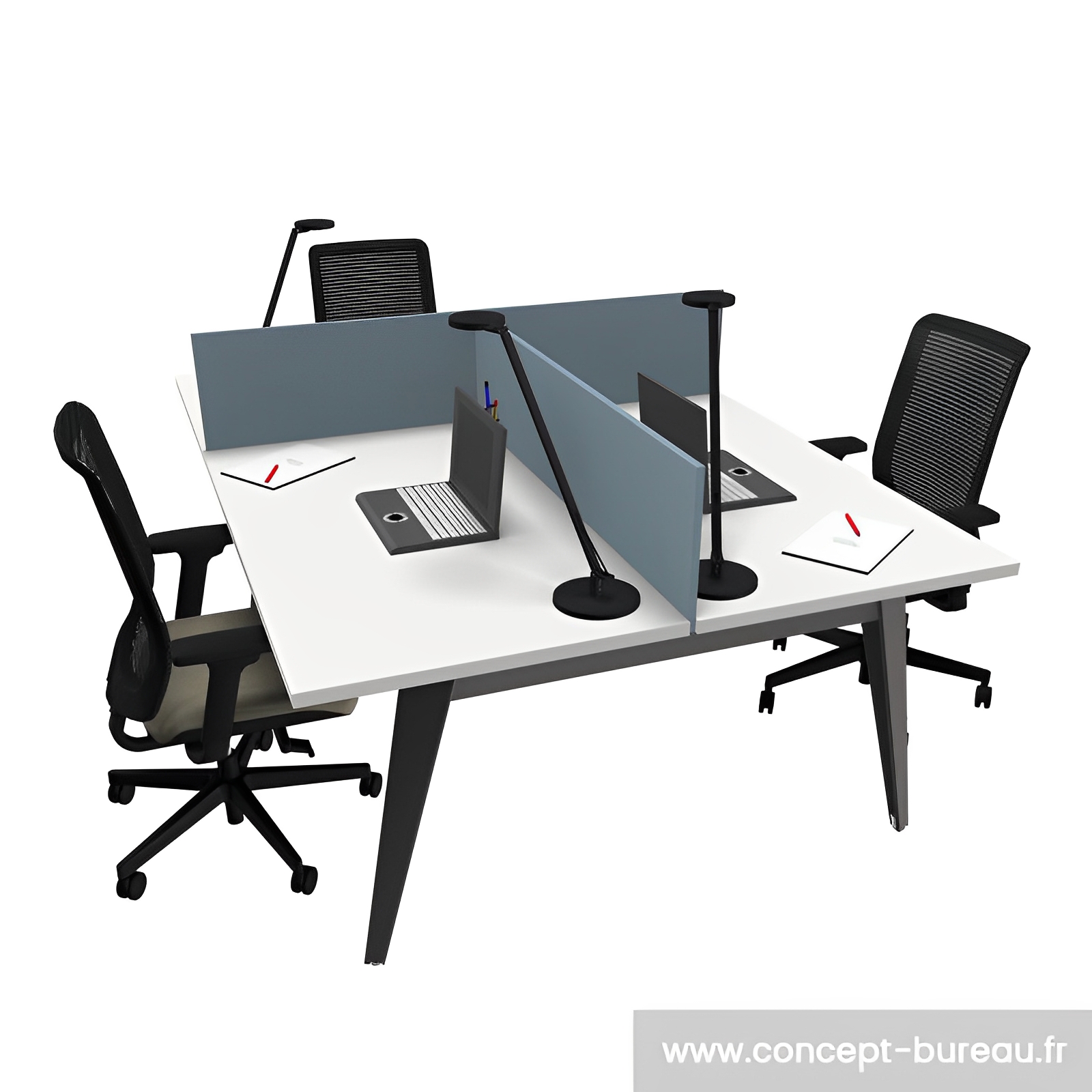 Bureau rectangulaire Dralet avec plateau en bois et piétement en acier