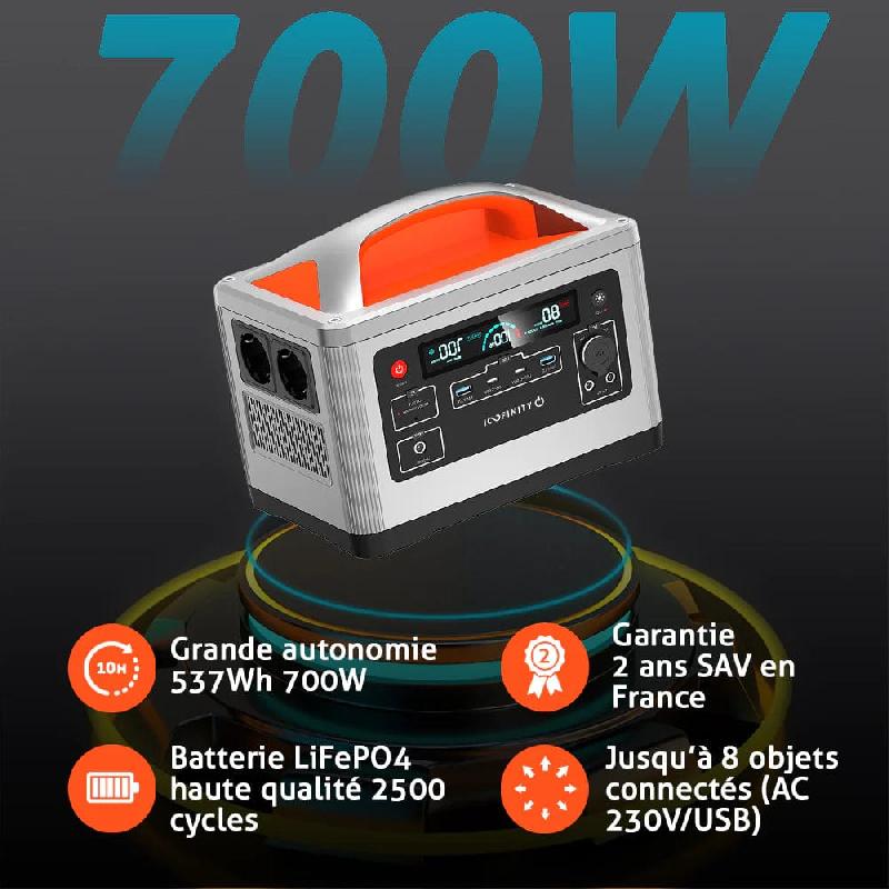 INFINITY Station d'énergie 700W + Panneau solaire 120W_1