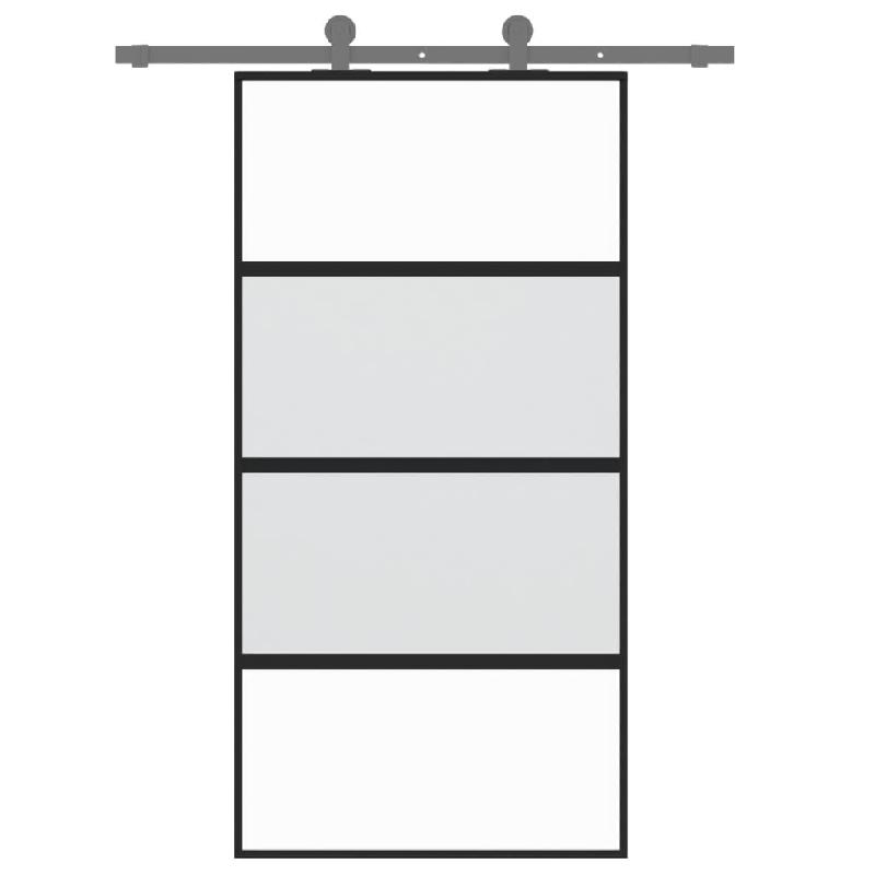 Vidaxl porte coulissante noir 102,5x205 cm verre trempé aluminium 155221_1