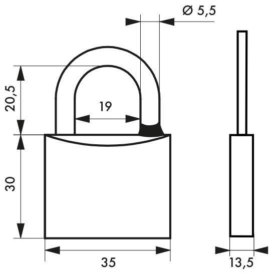 Cadenas à clé type 1 - 35 mm - anticorrosion - laiton monobloc - marque Thirard_1