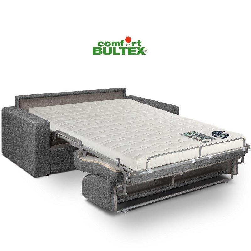 Canapé convertible express CRÉPUSCULE - Matelas 140 cm Comfort BULTEX® - Tissu tweed fashion gris foncé_1