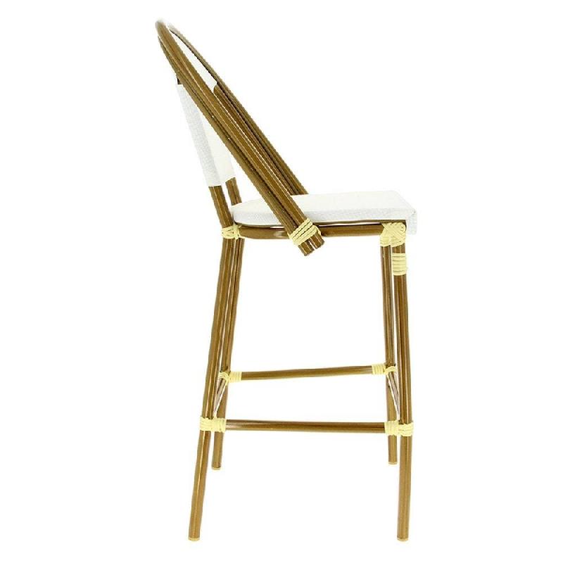 Chaise haute de bar empilable d'extérieur en aluminium textylène Biarritz écru_1