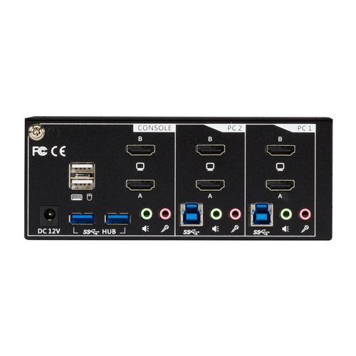 Commutateur KVM - 2 ports - Double écran, HDMI 2.0, 4K 60Hz, Hub USB 3.0, audio_1