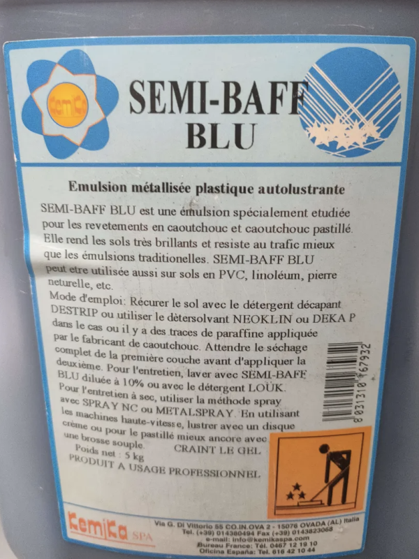 Kemika semi baff noir emulsion metallisee autolustrante pour sols souples (caoutchouc) 5l_1