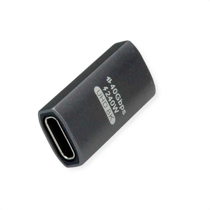 ROLINE Adaptateur USB4 Gen 3x2, Aluminium, coudé à 90°, Type C, M/F, argent_1