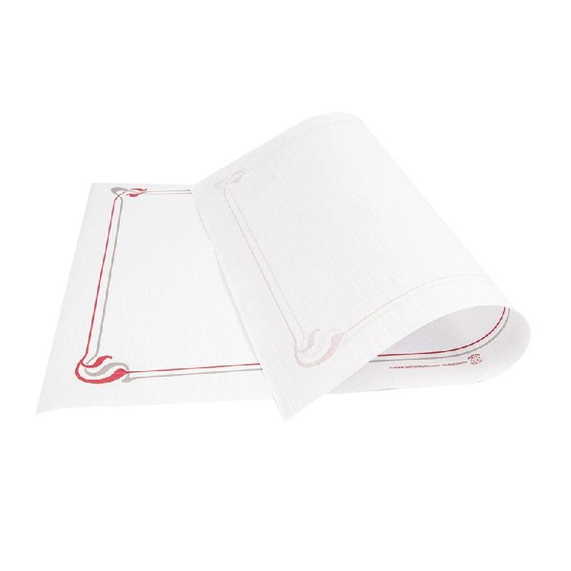 Set de table papier blanc motif Maxim bordeaux 31x43cm - par 2000_1