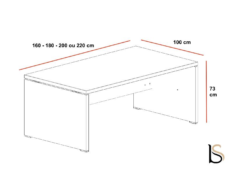 Bureau de direction TAK plateau rectangulaire - Mobel Linea - 160, Blanc_2