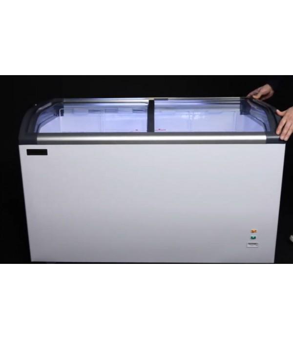 Congélateur bahut coffre 445 litres - froid statique, serrure, portes coulissantes en verre incurvé - CHR_1