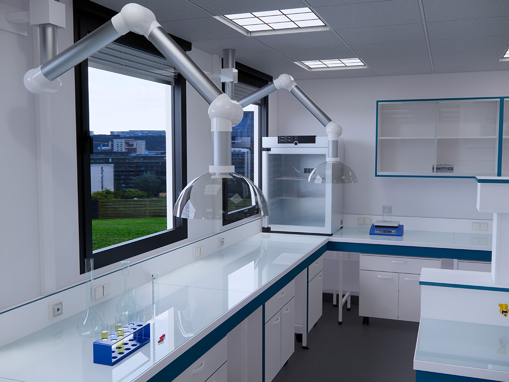 Hotte suspendue et bras articulé d'aspiration pour laboratoire - Possémé_1