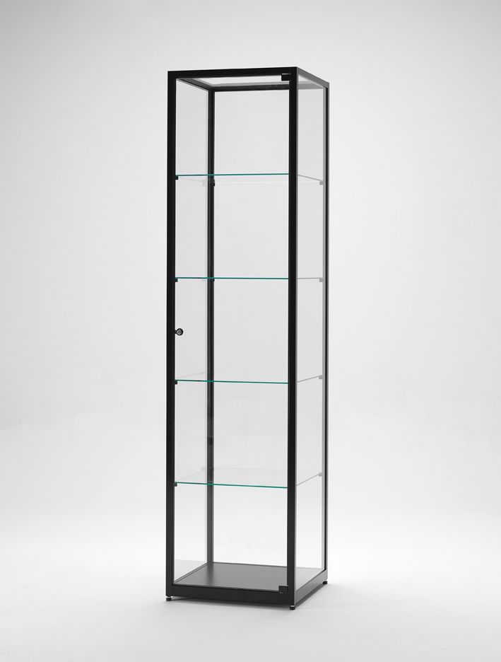 Vitrine colonne noire l 50 cm avec porte battante securisee_0