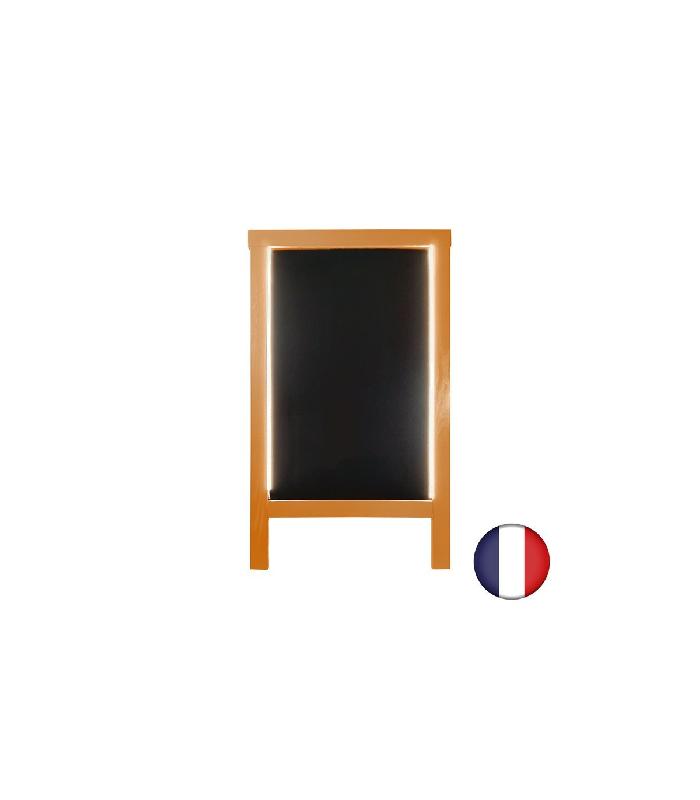 Chevalet stop trottoir en bois avec éclairage LED et batterie 9 800 mAh - 127 x 75 cm - Référence : LSTF38OR-LED-BA98_1